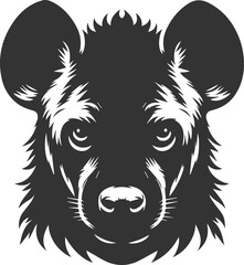 A hyena with its head lowered, staring intensely vector animal silhouette