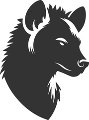 A hyena with its head lowered, staring intensely vector animal silhouette
