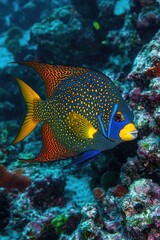 Blue and Yellow Fish Swimming