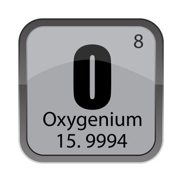 Oxygenium physiochemical representation. Oversized capitalized O. Enumeration eight 8. Vector 15.9994 characterization.