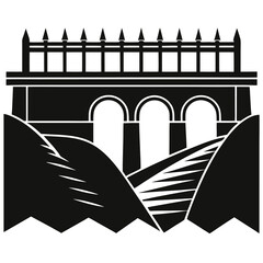 vector of a dam bridge over a river