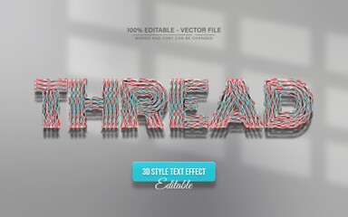 Thread line 3d text effect editable