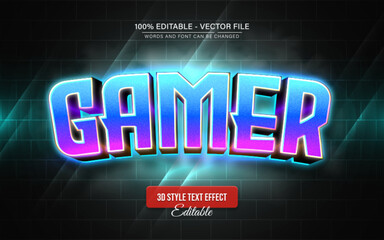 Gamer 3d light text effect editable