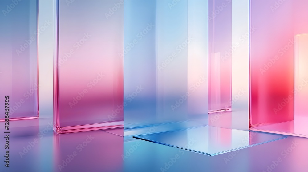 Leinwandbilder prismatic glass panels reflecting and refracting vibrant pastel colors in a surreal hypnotic display