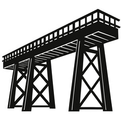 silhouette vector of elevated train track bridge
