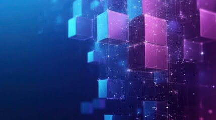 Abstract Digital Cubes Network: Interconnected Polygons in a Futuristic Cyberspace