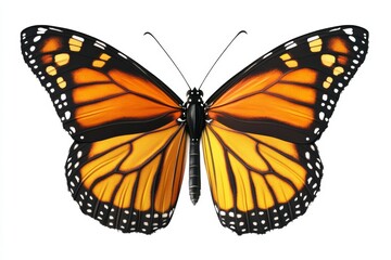 Fototapeta premium Vibrant Monarch Butterfly Wings Isolated on White Background Detailed Close Up