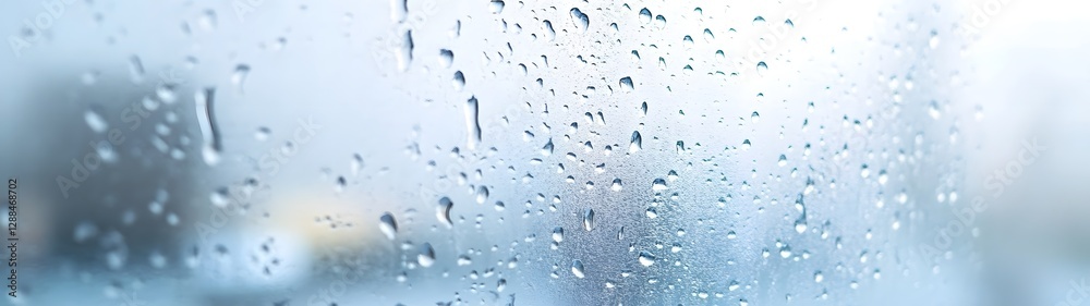Fototapete raindrop covered window casting a peaceful atmospheric mood with a blurred minimalist background the