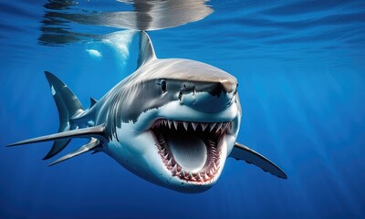 Great white shark encounter: majestic predator in the ocean depths