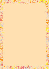 Vector music frame made of musical notes and symbols. Decorative border for certificates, banners, posters, invitations, and greeting cards.