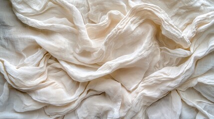 Soft White Fabric Texture with Delicate Folds for Backgrounds and Overlays