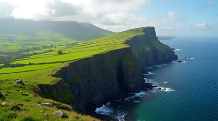 Awe-Inspiring Allure of Dingle Peninsula, Ireland, with Untamed Cliffs, Emerald Hills, and Enchanting Irish Charm  

