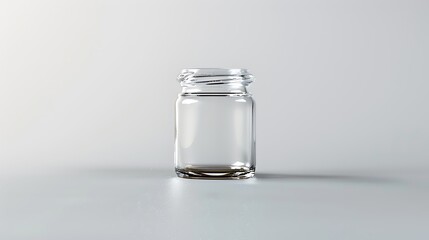 A classic clear glass jar on the beautifull empty background	