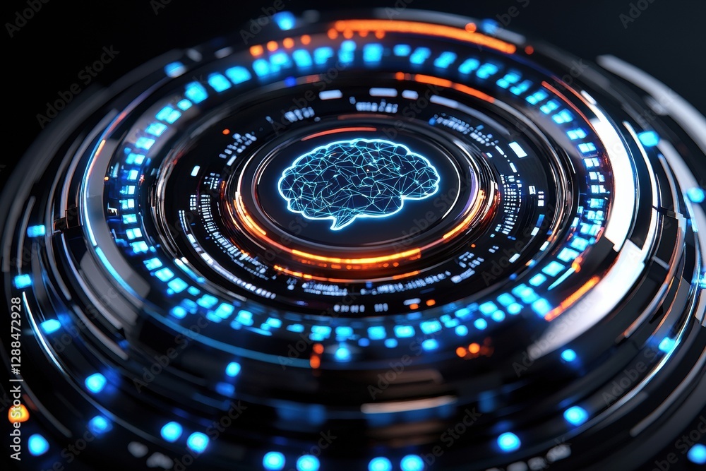 Leinwandbilder futuristic artificial intelligence processing data in digital brain