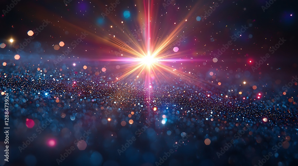 Poster Sparkling cosmic abstract light display