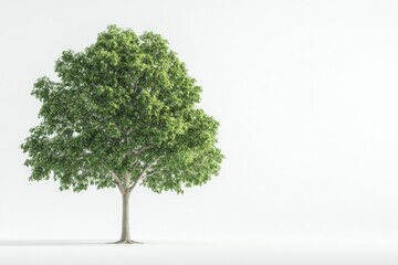 Obraz premium Lush green tree stands alone against minimalistic white backgrou