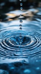 An object falls into the water and a spark of water splashes back up. In a quiet atmosphere, practice meditation. 