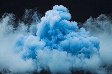 Naklejka premium Abstract blue smoke cloud on black background.