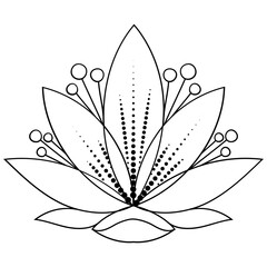 Elegant lotus flower silhouette designed for creative logo or artistic doodle projects