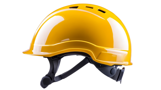 Ensuring construction site safety, a bright yellow hard hat and helmet providing comprehensive protection for workers