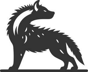 A hyena arching its back, stretching like a cat vector animal silhouette