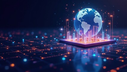 A modern digital network representing futuristic globe 