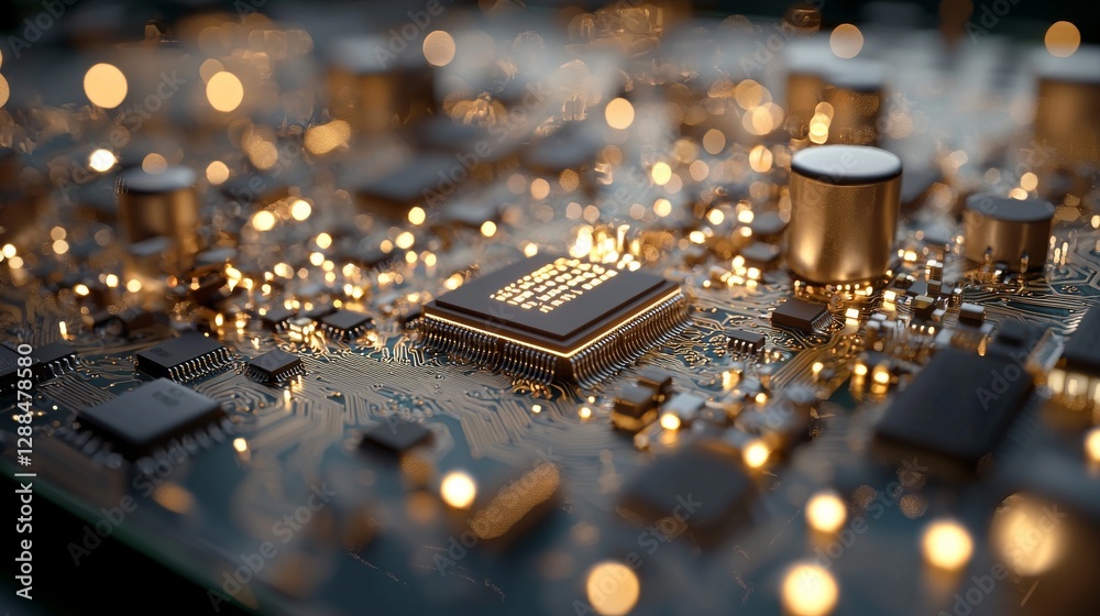 Poster the technology background of a cpu circuit on a large wafer represents an advanced concept visualiza