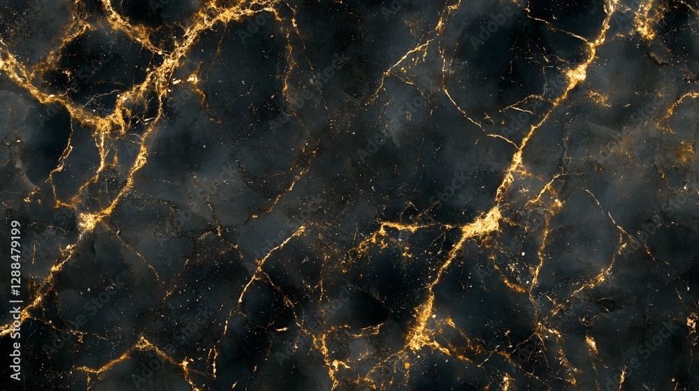 Poster Striking abstract background with intricate dark marble texture and gleaming golden fractal patterns  This elegant and modern design can be used for various luxury fashion