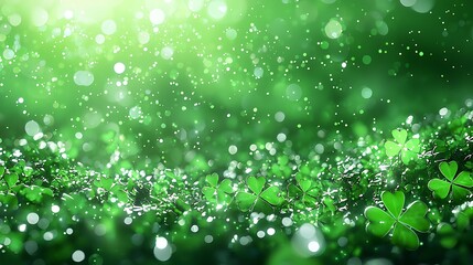 Sparkling green shamrock background
