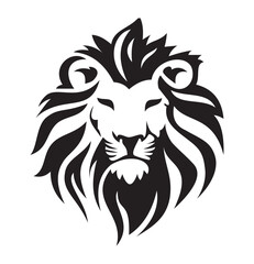 Black and white Lion head vector illustration with symmetrical design, for your logo template
