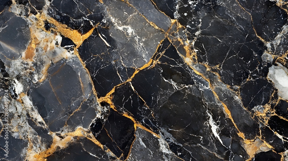 Poster striking black and gold marble texture with intricate cracked pattern for premium design projects ho