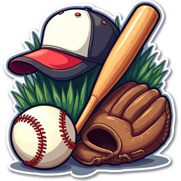 baseball gear on grass clip art preview
