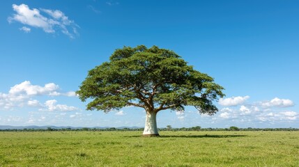 Obraz premium Lone tree savanna grassland sunny day nature
