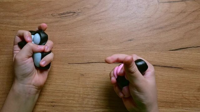 Taba paws blue and pink colorful toys anti stress squish on hand child.