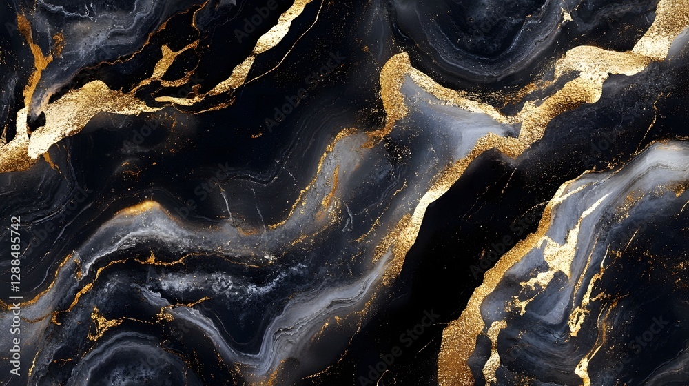 Aufkleber Stunning abstract black and gold fluid marble texture and pattern background for decor and premium content  Dynamic contemporary and stylish visual with a modern chic aesthetic