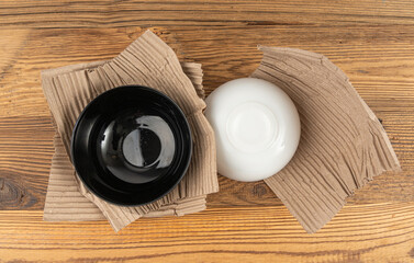 Eco paper packaging texture background, crumpled biodegradable cardboard packing