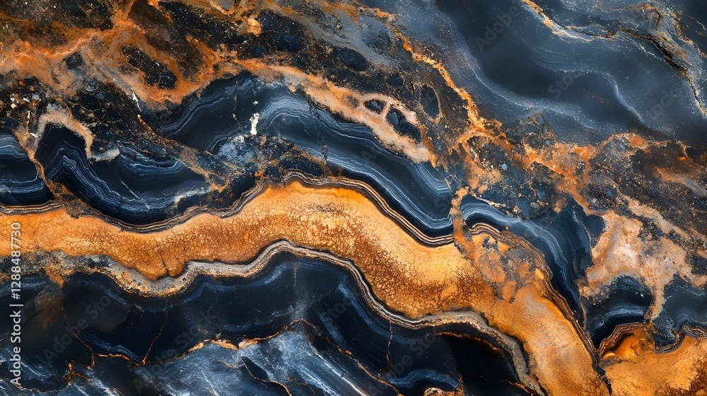 Poster Stunning abstract image showcasing a mesmerizing fluid composition with dynamic mineral textures and vibrant captivating colors  The organic flowing patterns create a sense of movement and energy