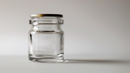 A classic clear glass jar on the beautifull empty background	