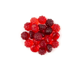 Fruit gummy candy pile isolated, vegan chewing marmalade pills, jelly gumdrops heap