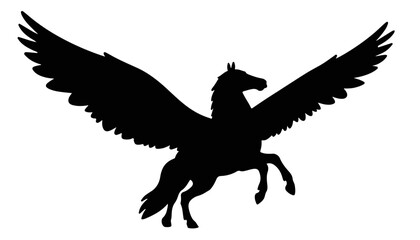 Winged horse silhouette in flight