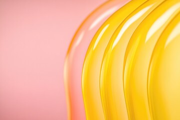 Smooth yellow layers gracefully blend against soft pink backgrou