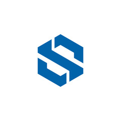 Geometric Hexagon Letter S Logo design vector template isolated on white background