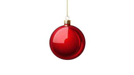 A red ornament hanging from a string