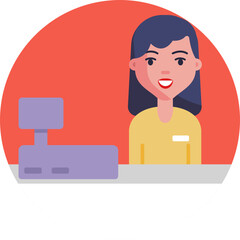 A register with a cashier handling a transaction.