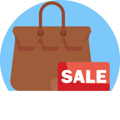 Icon representing the act of buying a handbag from a store.