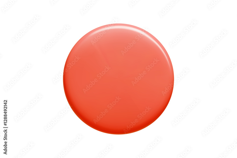 Poster red 3d circular banner with glossy surface and gradient shading. minimalist vector element in coral 