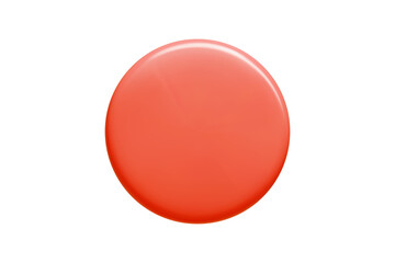 Red 3d circular banner with glossy surface and gradient shading. Minimalist vector element in coral shade glowing on white background for text box design.