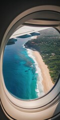 Fototapeta premium Aerial Beach View from Airplane Window