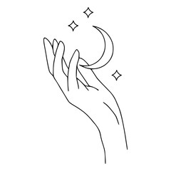 moon and stars in hand vector illustration