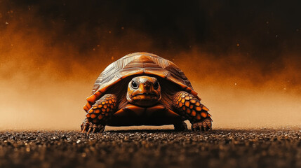 Majestic Tortoise in Desert Landscape with Dramatic Lighting